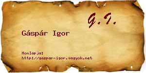 Gáspár Igor névjegykártya